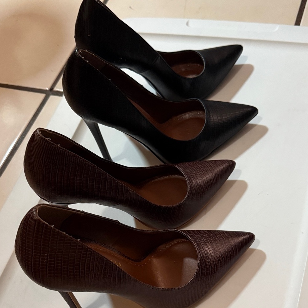 Shoe Republic LA Black and Brown Textured Heels